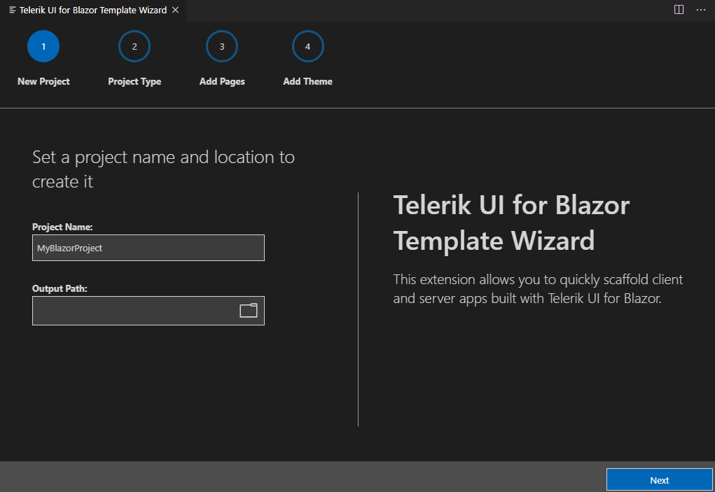 Telerik UI for Blazor Visual Studio Code Extension