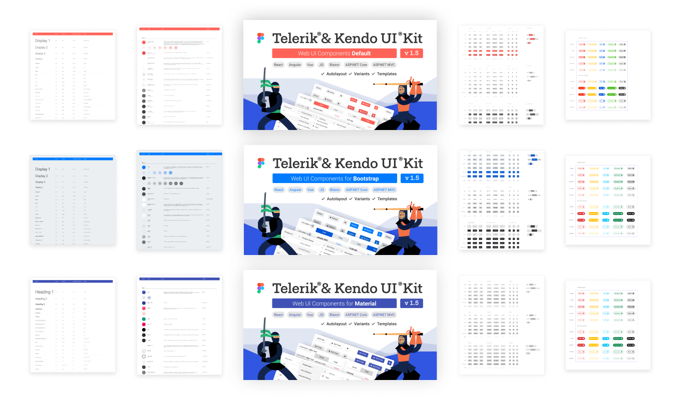 Telerik and Kendo UI Design kits for Figma: Material, Bootstrap and Default theme