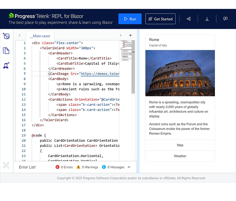 Telerik REPL for Blazor code-runner