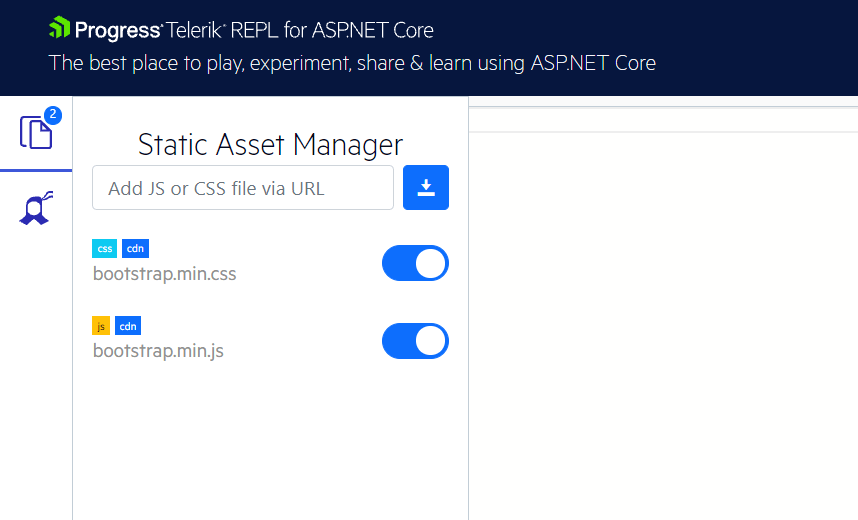 Telerik REPL for ASP.NET Core Static Assets