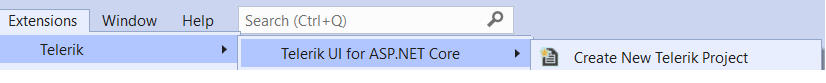 Telerik UI for ASP.NET Core Create Project Wizard