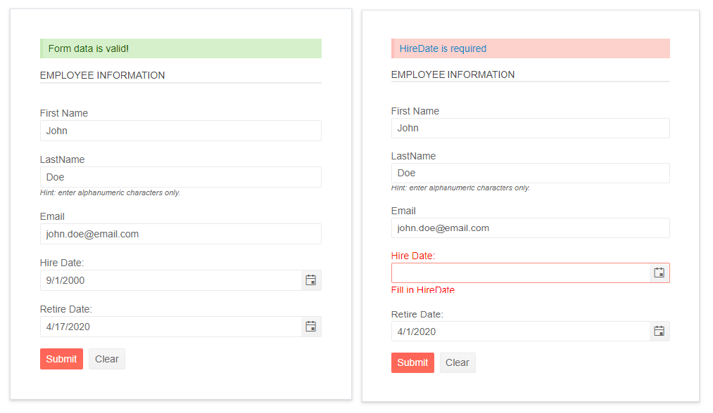 Telerik UI for ASP.NET MVC Form Built-In Validation