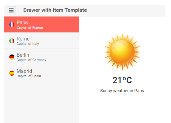 Telerik UI for Blazor Drawer Item Template