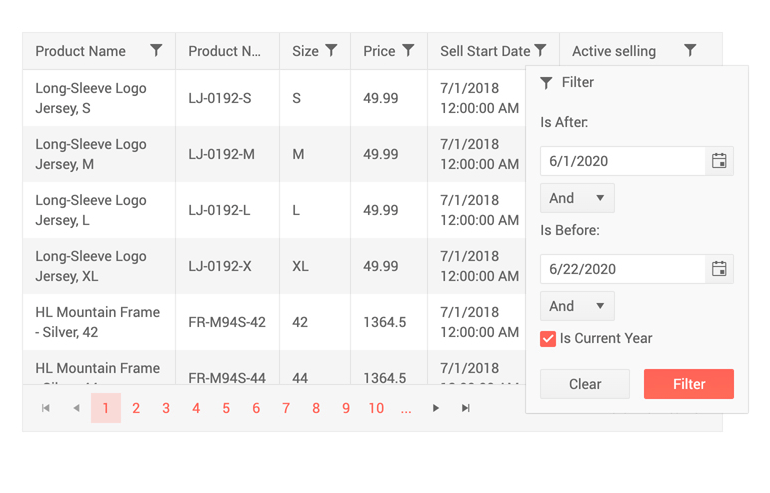 Telerik UI for Blazor Grid Custom Filter Menu