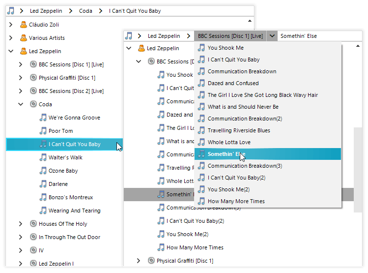 WinForms Breadcrumb displaying Integration with other controls