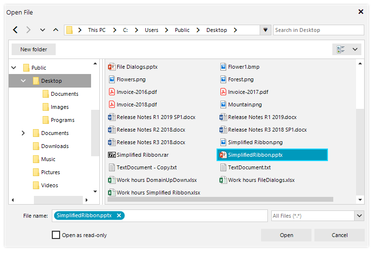 Telerik UI for WinForms OpenFileDialog