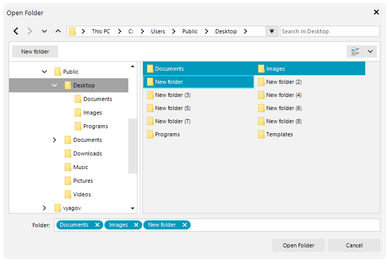 Telerik UI for WinForms OpenFolderDialog