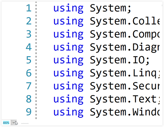 Telerik UI为WPF SyntaxEditor -缩放