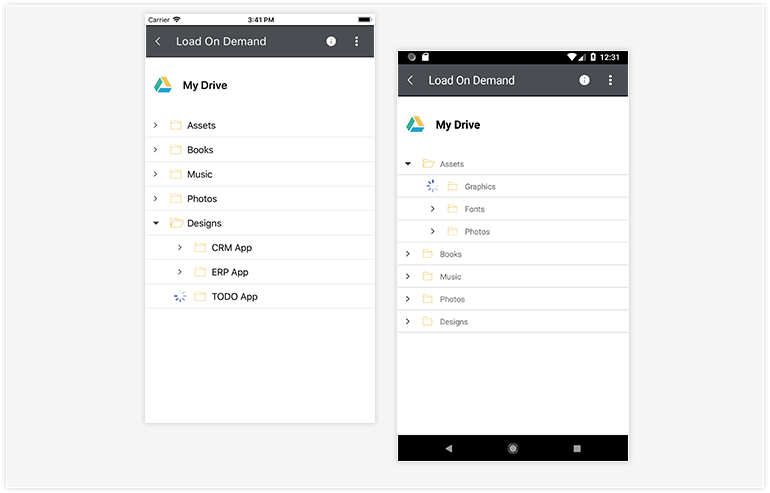 Telerik UI for Xamarin - TreeView - Load On Demand Image