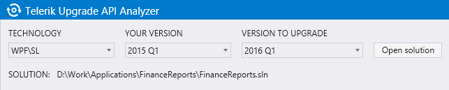 Telerik Upgrade API Analyzer Start Telerik Upgrade API Analyzer Start