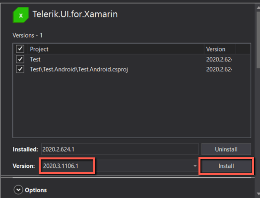 telerik xamarin android x