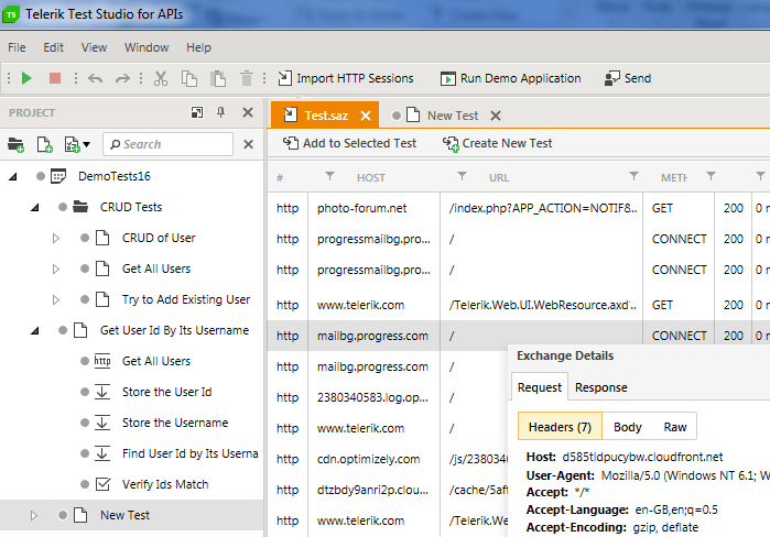 Test Studio for APIs integration with Fiddler