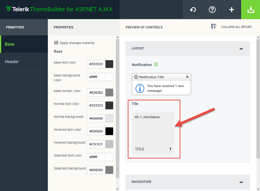 ThemeBuilder - Additional Controls Preview ThemeBuilder - Additional Controls Preview