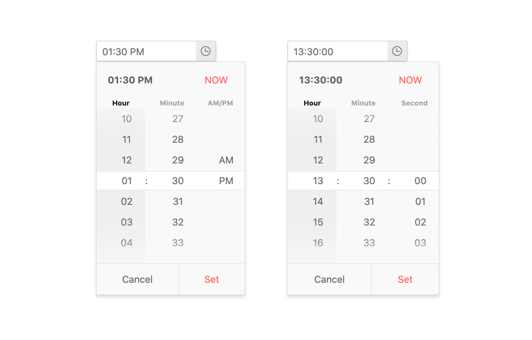 TimePicker - Formats