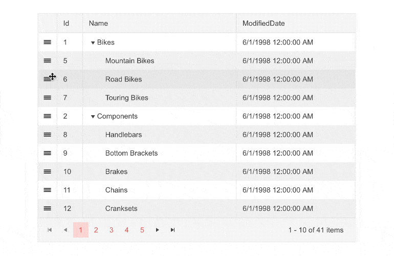 Telerik UI for Blazor TreeList Enhancement: Row(s) Drag and Drop 