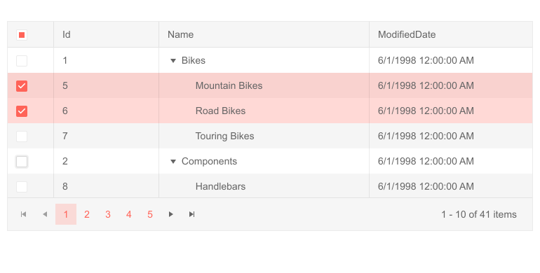 Telerik UI for Blazor TreeList Multi-Row Selection