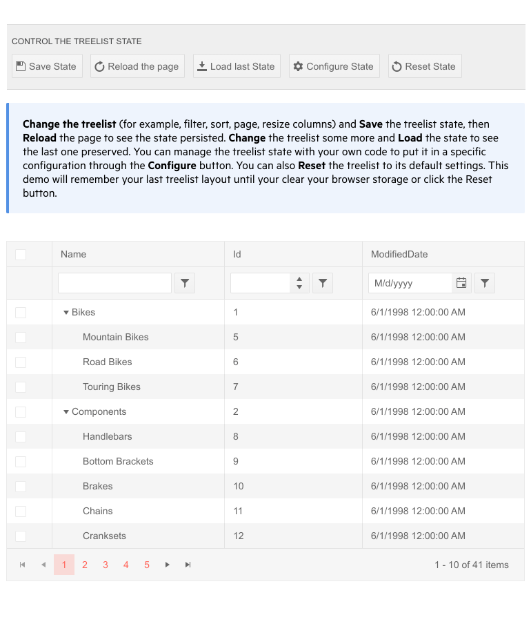 Telerik UI for Blazor TreeList State Management