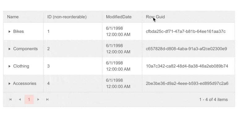 Telerik UI for Blazor TreeList Column Reorder Telerik UI for Blazor TreeList Column Reorder