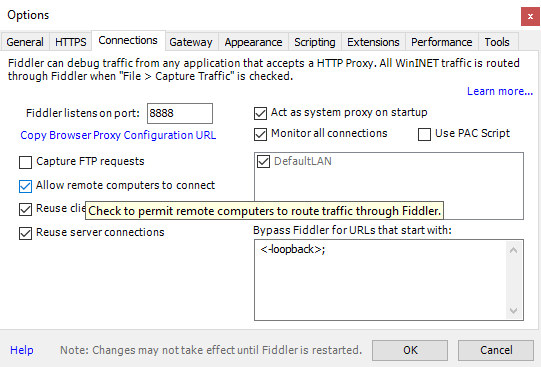 fiddler setup proxy on local pc