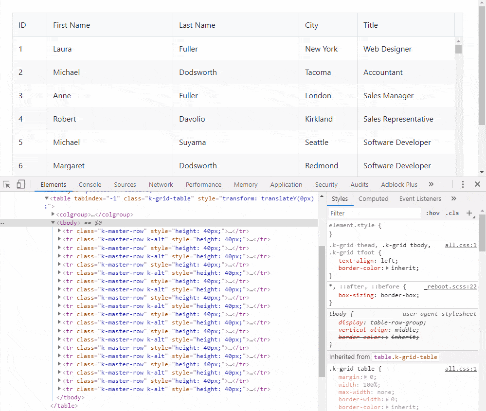 React Grid Virtualization React Grid Virtualization