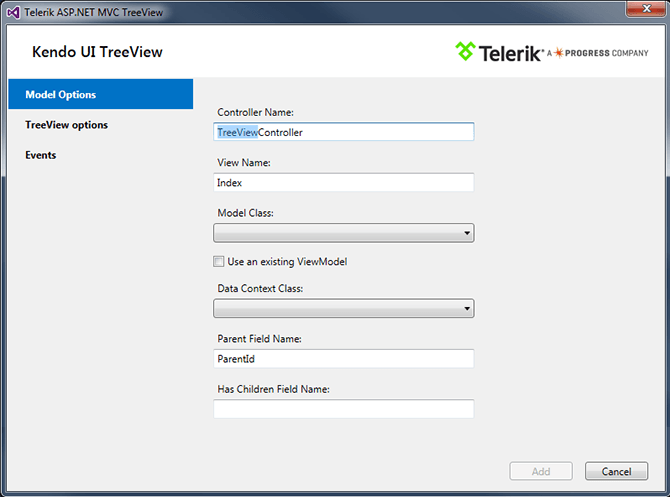 Visual Studio Scaffolding Treeview
