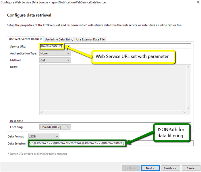 WebServiceDataSourceSetUp WebServiceDataSource setup through the wizard