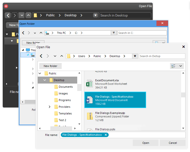 WinForms File Dialogs - Themes