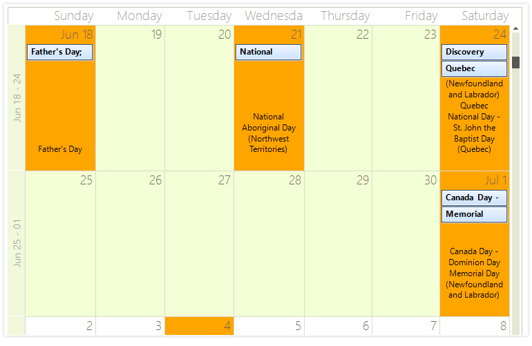 Telerik UI for WinForms - Scheduler - Holiday Support Image