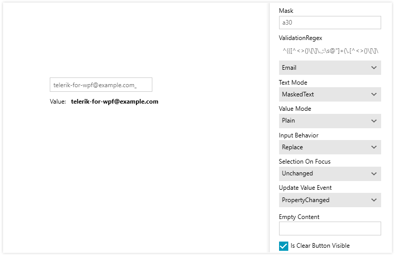 Telerik UI for WPF - MaskedInput - Regex Support Large Image