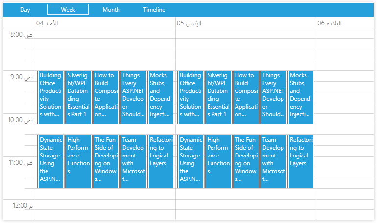 WPF ScheduleView displaying Shamsi Support