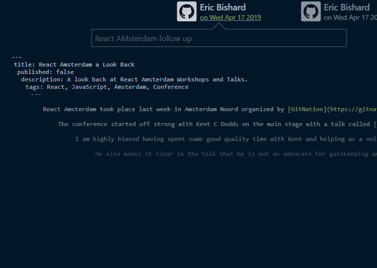 This Article's Git History Git History Example