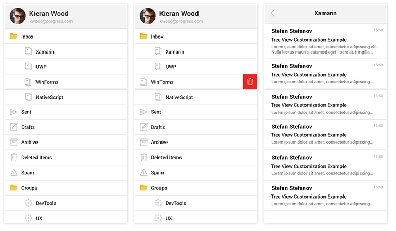 Telerik UI为Xamarin - TreeView -概述图像