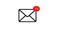 Xamarin_badge_text - an envelope app icon has a red badge with 11, showing 11 new messages