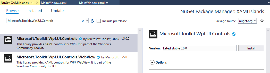 XAML_Islands_nuget