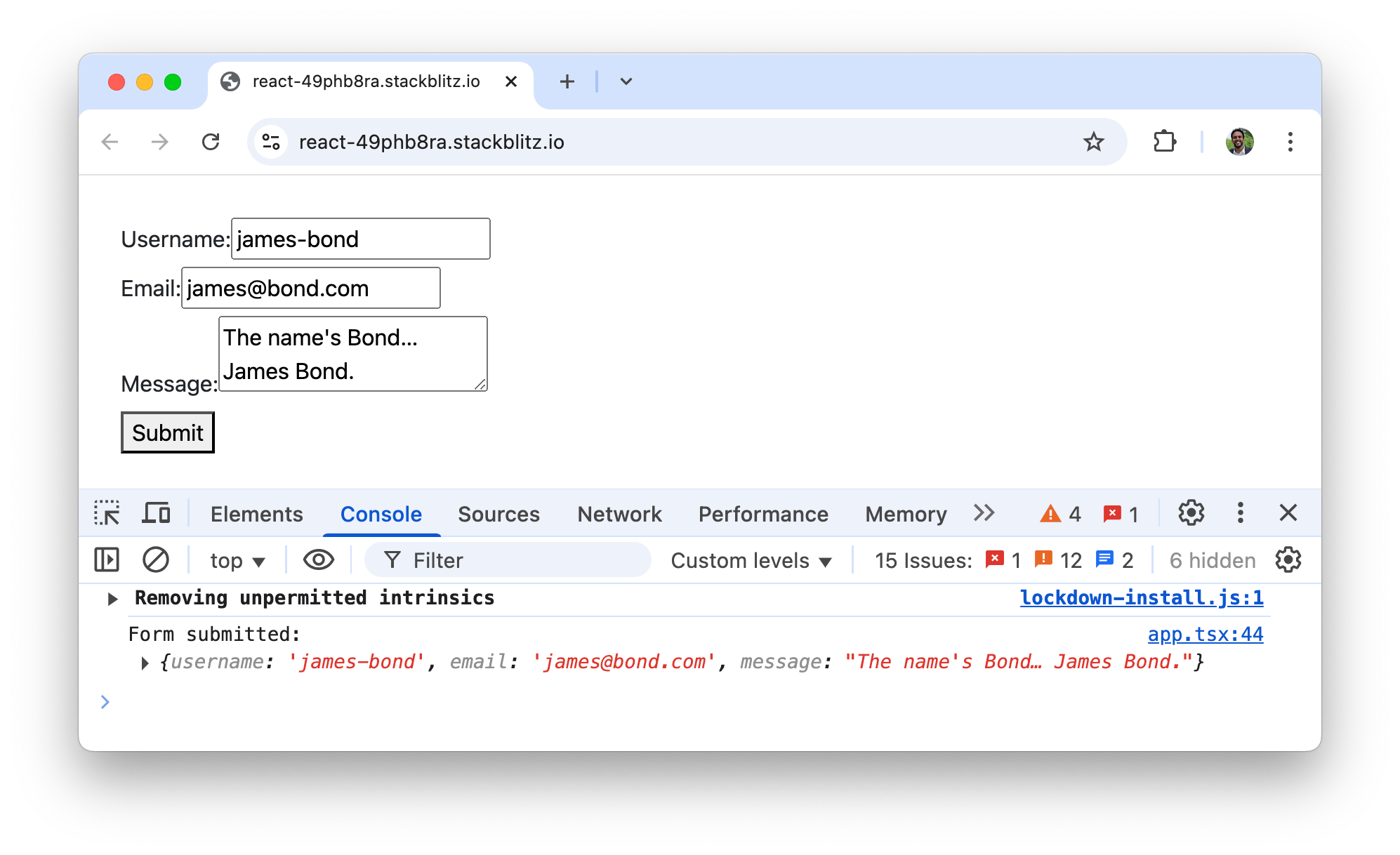 React forms and state