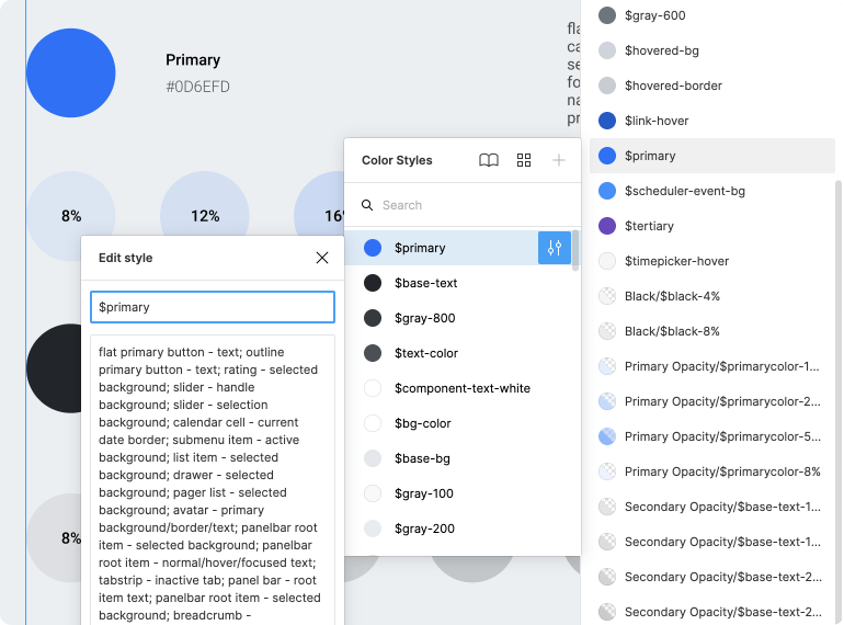 Design Tokens for Figma UI Kit