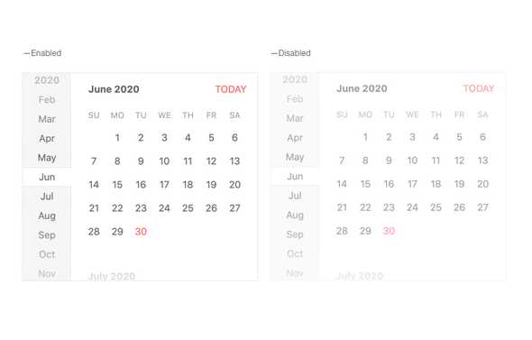 React Calendar - Disabled UI Library