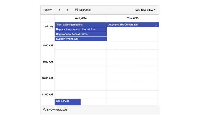 React Scheduler - Day View, KendoReact UI Library