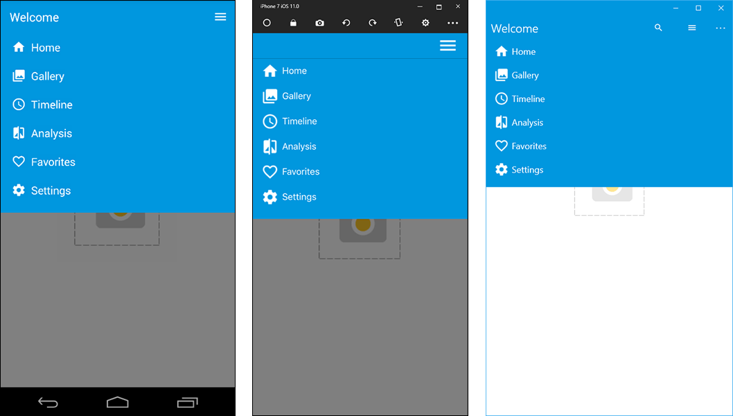 Telerik UI for Xamarin sidedrawer in action