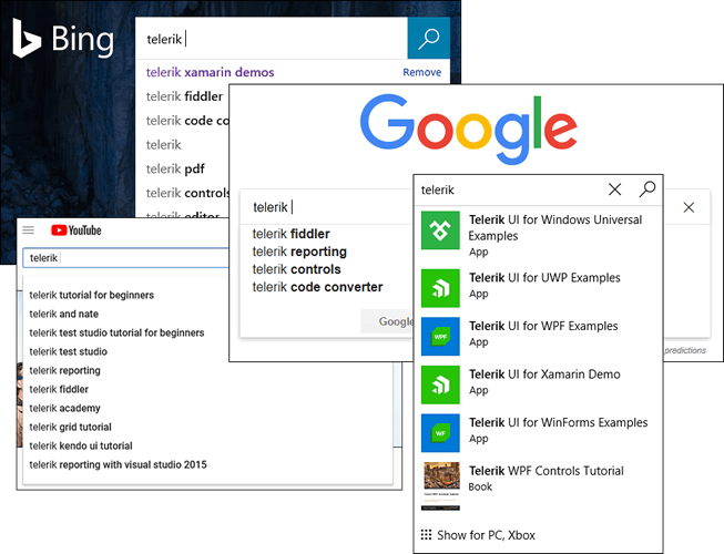 Telerik UI for Xamarin third party autosuggestion