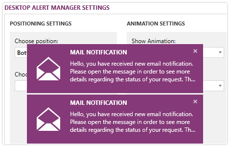 WPF Desktop Alert demonstrating Customizable Positions