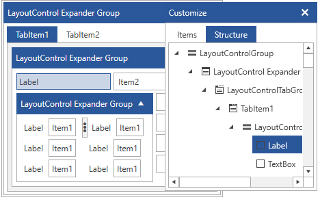 Toolbox functionality in WPF LayoutControl