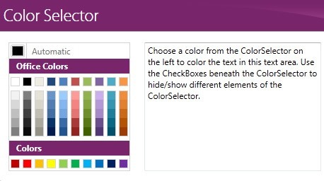 WPF ColorPicker control displaying Dropdown and Full ColorSelector