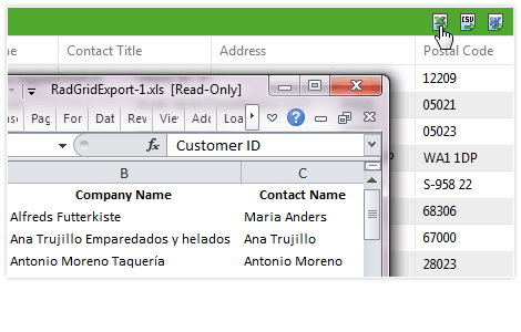 Telerik UI for ASP.NET AJAX Grid - Export to PDF, Word, Excel and CSV
