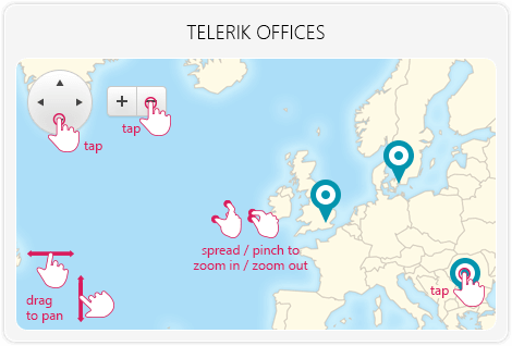 Telerik UI for ASP.NET AJAX Map - mobile and touch support