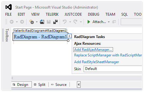 Telerik UI for ASP.NET AJAX Diagram - Visual Studio integration