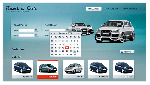Rent-a-Car Telerik ASP.NET AJAX Sample Application