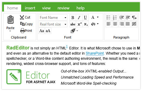 Telerik UI for ASP.NET AJAX File Editor - creating and formatting