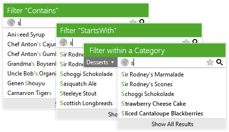 Telerik UI for ASP.NET AJAX SearchBox Filtering