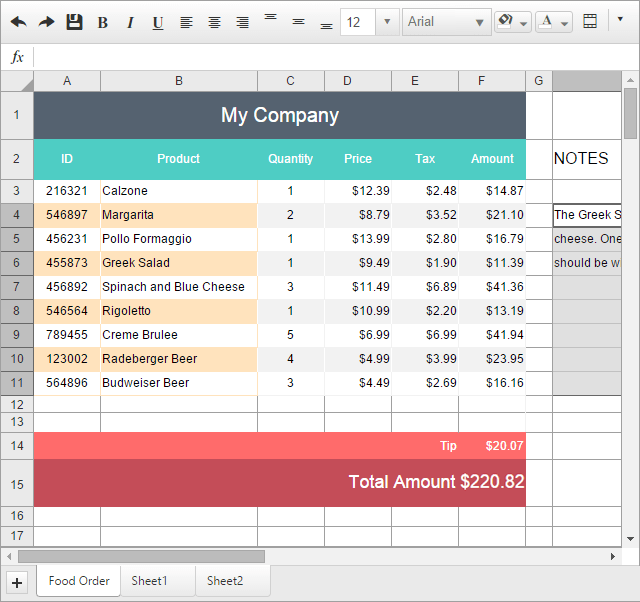 ASP.NET AJAX RadSpreadsheet